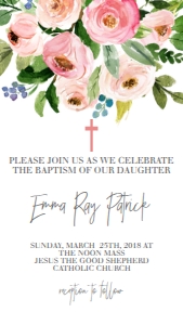 Baptism Bouquet Pink Text Invite: Baptism Bouquet Pink