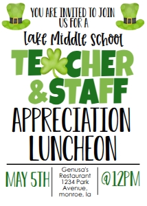 School Teacher Appreciation Week Lucky Luncheon: School Teacher Appreciation Week Lucky