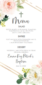 Baptism Pink Floral Geo Frame Menu: Baptism Pink Floral Geo Frame