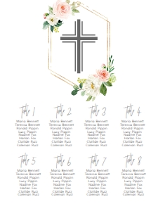 Baptism Pink Floral Geo Frame Seating Chart: Baptism Pink Floral Geo Frame
