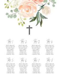 Confirmation Peach Floral 7x5 Seating Chart: Confirmation Peach Floral 7x5