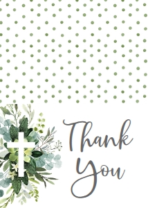 Baptism Eucalyptus Cross 7x5 Thank You: Baptism Eucalyptus Cross 7x5