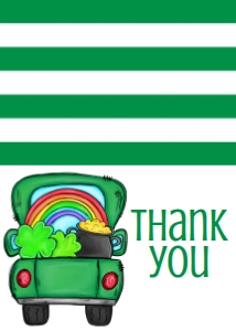Birthday St. Patty Truck Green Thank You: Birthday St. Patty Truck Green