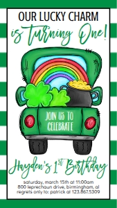 Birthday St. Patty Truck Green Text Invite: Birthday St. Patty Truck Green