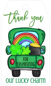 Birthday St. Patty Truck Green Favor Tag: Birthday St. Patty Truck Green