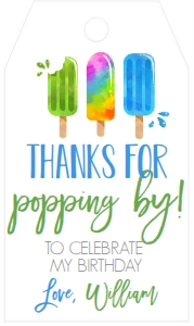 Birthday Popsicle Blue Favor Tag: Birthday Popsicle Blue