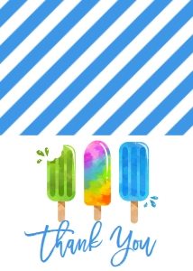 Birthday Popsicle Blue Thank You: Birthday Popsicle Blue 7x5