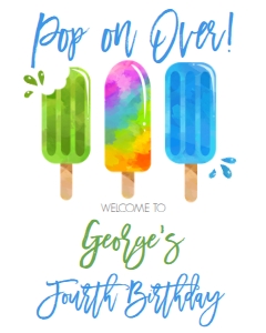 Birthday Popsicle Blue Welcome Sign 8x10: Birthday Popsicle Blue
