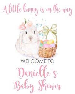Baby Shower Bunny Girl Welcome Sign: Baby Shower Bunny Girl