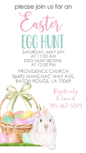 Easter Egg Hunt Bunny Basket Text Invite: Easter Egg Hunt Bunny Basket