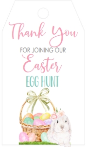 Easter Egg Hunt Bunny Basket Favor Tag: Easter Egg Hunt Bunny Basket