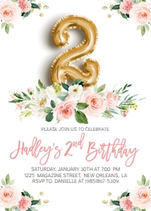 Birthday Foil Balloon Gold Pink Floral 2: Birthday Foil Balloon Gold Pink Floral 2