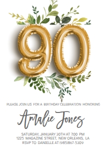 Birthday Foil Balloon Gold Green Leaf 90 design preview