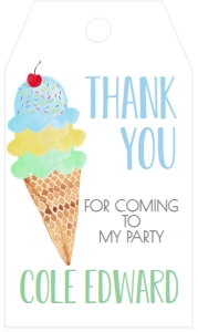 Birthday Ice Cream Blue Favor Tag: Birthday Ice Cream Blue 7x5