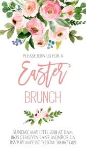 Easter Brunch Bouquet Pink Text Invite: Easter Brunch Bouquet Pink