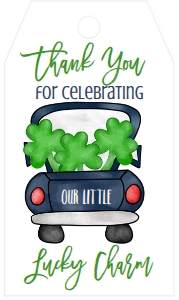 Birthday St. Patty Truck Navy Favor Tag: Birthday St. Patty Truck Navy