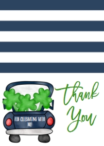 Birthday St. Patty Truck Navy Thank You: Birthday St. Patty Truck Navy