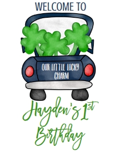 Birthday St. Patty Truck Navy Welcome Sign 8x10: Birthday St. Patty Truck Navy