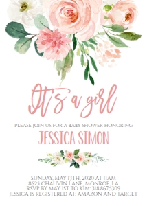 Baby Shower Pink Bouquet EB Invitation: Baby Shower Pink Bouquet EB Invitation