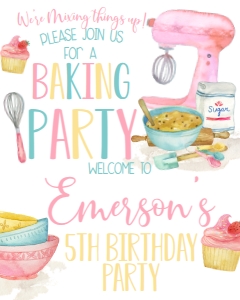 Birthday Baking Party Welcome Sign 8x10: Birthday Baking Party