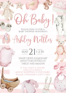 Baby Shower Baby Girl Onesie Version B Border: Baby Shower Baby Girl Onesie Version B Border