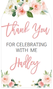 Birthday Foil Balloon Gold Pink Floral 2 Favor Tag: Birthday Foil Balloon Gold Pink Floral 2