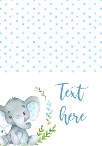 Baby Shower Blue Banner Laurel Elephant Food Tent Single: Baby Shower Blue Banner Laurel Elephant Invitation