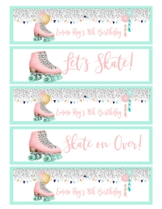 Birthday Skate Confetti Rose Gold Water Bottle Labels: Birthday Skate Confetti Rose Gold