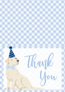 Birthday Dog Lab Blue Gingham Thank You: Birthday Dog Lab Blue Gingham