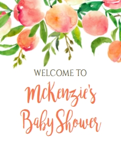 Baby Shower Georgia Peaches Welcome Sign 8x10: Baby Shower Georgia Peaches Invitation
