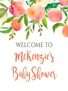 Baby Shower Georgia Peaches Welcome Sign 18x24: Baby Shower Georgia Peaches Invitation