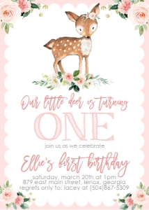 Birthday Deer Pink Floral V2 design preview