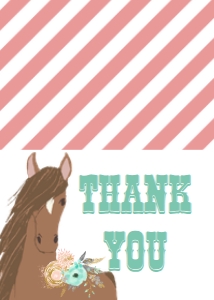 Birthday Horse Peach Mint 7x5 Thank You: Birthday Horse Peach Mint 7x5