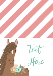 Birthday Horse Peach Mint 7x5 Food Tent Single Page: Birthday Horse Peach Mint 7x5
