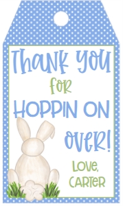 Birthday Bunny Blue BB2 Favor Tag: Birthday Bunny Blue BB2