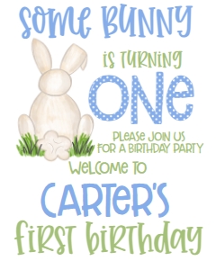Birthday Bunny Blue BB2 Welcome Sign 8x10: Birthday Bunny Blue BB2