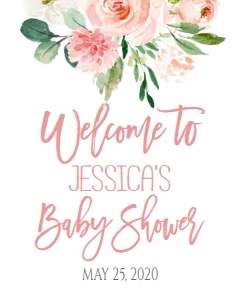 Baby Shower Pink Bouquet EB Welcome Sign: Baby Shower Pink Bouquet EB Invitation