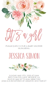 Baby Shower Pink Bouquet EB Text Invite: Baby Shower Pink Bouquet EB Invitation