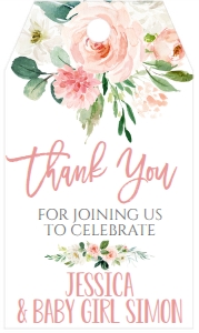 Baby Shower Pink Bouquet EB Favor Tag: Baby Shower Pink Bouquet EB Invitation