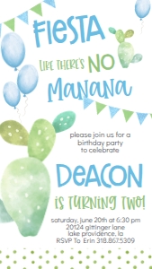 Birthday Fiesta blue Text Invite: Birthday Fiesta blue