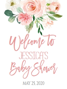 Baby Shower Pink Bouquet EB Welcome Sign 18x24: Baby Shower Pink Bouquet EB Invitation