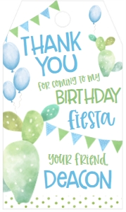 Birthday Fiesta blue Favor Tag: Birthday Fiesta blue