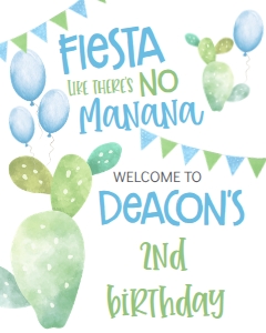 Birthday Fiesta Blue Welcome Sign 8x10: Birthday Fiesta blue
