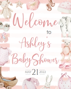 Baby Shower Baby Girl Onesie Version B Border Welcome Sign: Baby Shower Baby Girl Onesie Version B Border