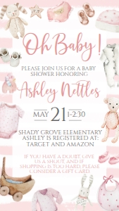 Baby Shower Baby Girl Onesie Version B Border Text Invite: Baby Shower Baby Girl Onesie Version B Border