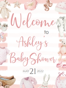Baby Shower Baby Girl Onesie Version B Border Welcome Sign 18x24: Baby Shower Baby Girl Onesie Version B Border