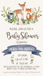 Baby Shower Woodland Blue Text Invite: Baby Shower Woodland Kit Blue 562093449