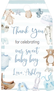 Baby Shower Baby Boy Onesie Version B Border Favor Tag: Baby Shower Baby Boy Onesie Version B Border