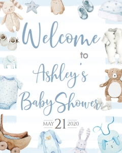Baby Shower Baby Boy Onesie Version B Border Welcome Sign: Baby Shower Baby Boy Onesie Version B Border