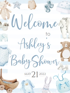 Baby Shower Baby Boy Onesie Version B Border Welcome Sign 18x24: Baby Shower Baby Boy Onesie Version B Border
